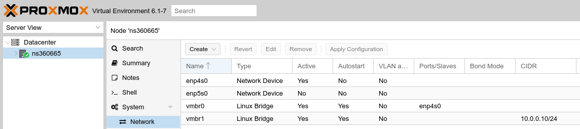 Create vmbr1